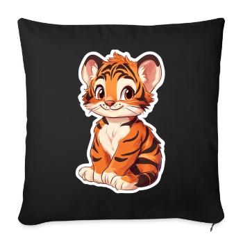 Tigre mignon - Idée cadeau amusante pour les enfants - Housse de coussin décorative 45 x 45 cm - noir - Devant