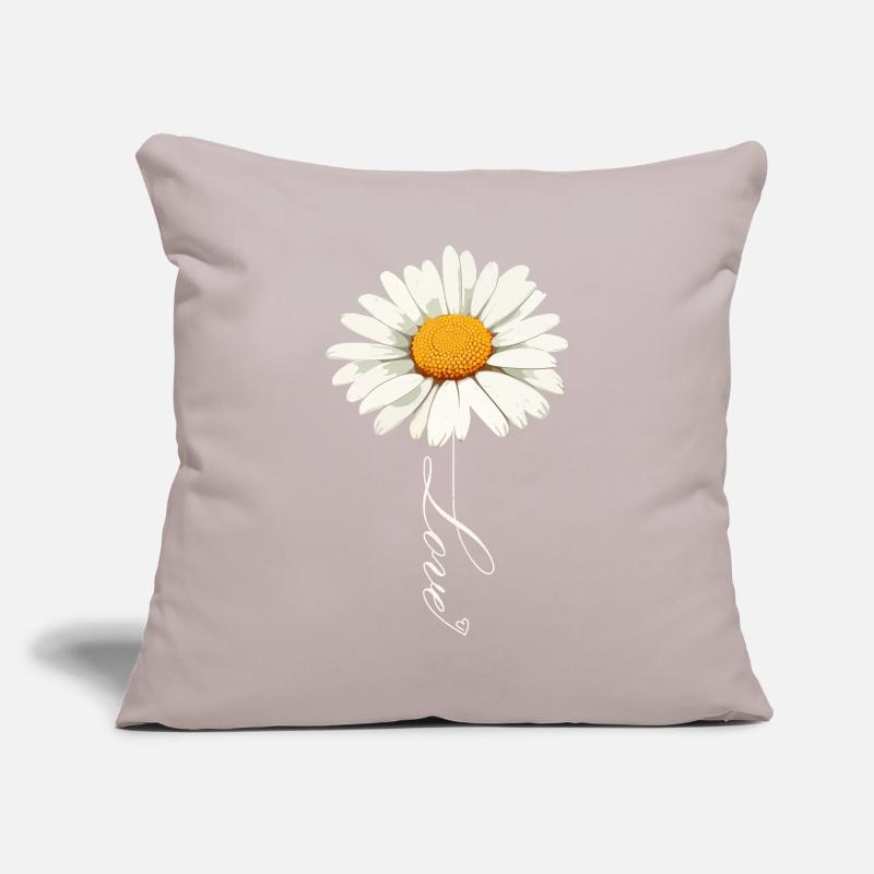 Daisy Flower with Love Script Sofa pillowcase 17,3'' x 17,3'' (45 x 45 cm)