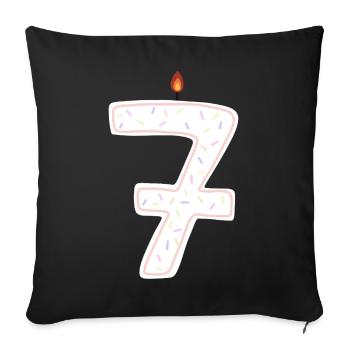 Skurrile Geburtstagskerze Nummer Sieben - Sofakissenbezug 45 x 45 cm - Schwarz - Vorne