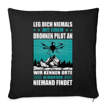 Accessoires de pilote de drone Drone Pilote de drone Cadeau - Housse de coussin décorative 45 x 45 cm - noir - Devant