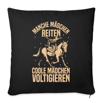 fille cool voltige équitation - Housse de coussin décorative 45 x 45 cm - noir - Devant