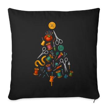 Couture Conception d’arbre de Noël - Housse de coussin décorative 45 x 45 cm - noir - Devant