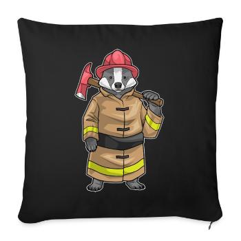 Badger Firefighter Axe Fire Brigade - Sofa pillowcase 17,3'' x 17,3'' (45 x 45 cm) - black - Front