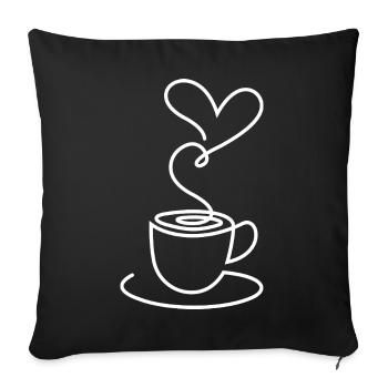 Tea Sketch with Heart Smoke – Romantic Motif - Sofa pillowcase 17,3'' x 17,3'' (45 x 45 cm) - black - Front