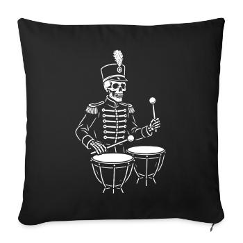 Tambour squelette en uniforme de parade - Housse de coussin décorative 45 x 45 cm - noir - Devant