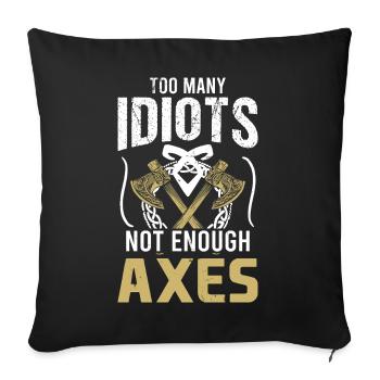 Mythologie viking Valhalla guerrier hache dictons - Housse de coussin décorative 45 x 45 cm - noir - Devant