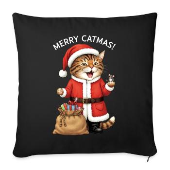 Cat Christmas Merry Catmas Santa Funny Cute - Sofa pillowcase 17,3'' x 17,3'' (45 x 45 cm) - black - Front