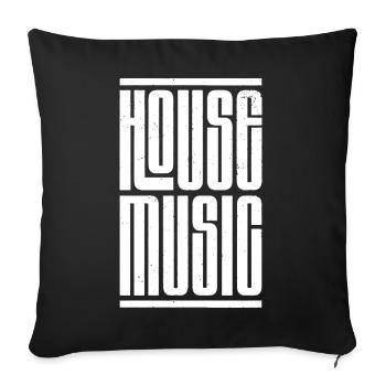 house music bold logo - Sofa pillowcase 17,3'' x 17,3'' (45 x 45 cm) - black - Front