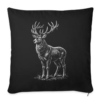 White Deer Silhouette with Antlers - Sofa pillowcase 17,3'' x 17,3'' (45 x 45 cm) - black - Front