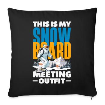 Snowboarding Snowboard Meeting Chairlift - Sofa pillowcase 17,3'' x 17,3'' (45 x 45 cm) - black - Front