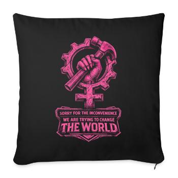 Feminism Feminist Feminist - Sofa pillowcase 17,3'' x 17,3'' (45 x 45 cm) - black - Front