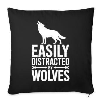 Wolf Sprüche Wölfe Lustiges Wolf Geschenk - Sofakissenbezug 45 x 45 cm - Schwarz - Vorne