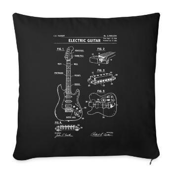electric guitar blueprint patent. - Sofa pillowcase 17,3'' x 17,3'' (45 x 45 cm) - black - Front