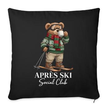 Après Ski Social Club Bär - Sofakissenbezug 45 x 45 cm - Schwarz - Vorne