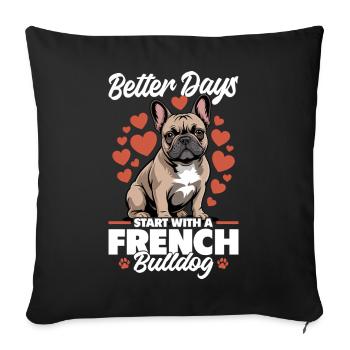 Bouledogue français Race de chien Frenchie - Housse de coussin décorative 45 x 45 cm - noir - Devant