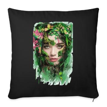  Naturgeist Im Blumenwald Porträt Mystische - Sofakissenbezug 45 x 45 cm - Schwarz - Vorne