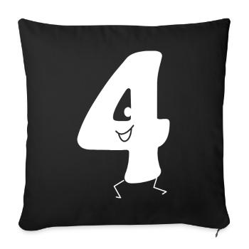 Funny Four : Minimal Numeral 4 | Quatrième - Housse de coussin décorative 45 x 45 cm - noir - Devant