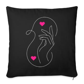 Tender Love: Hands & Hearts Design - Sofa pillowcase 17,3'' x 17,3'' (45 x 45 cm) - black - Front