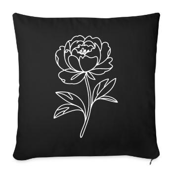 Ligne de pivoines en noir et blanc - Housse de coussin décorative 45 x 45 cm - noir - Devant