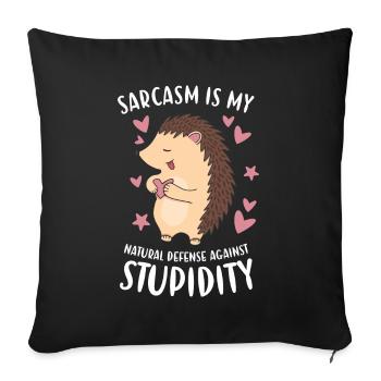Ma défense naturelle contre la stupidité Hedgehog - Housse de coussin décorative 45 x 45 cm - noir - Devant