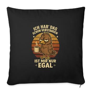 Lève-tôt Je m’en fiche café drôle - Housse de coussin décorative 45 x 45 cm - noir - Devant