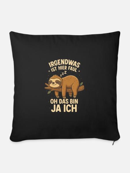 Faultier Büro Spruch faul - Sofakissenbezug 45 x 45 cm - Schwarz