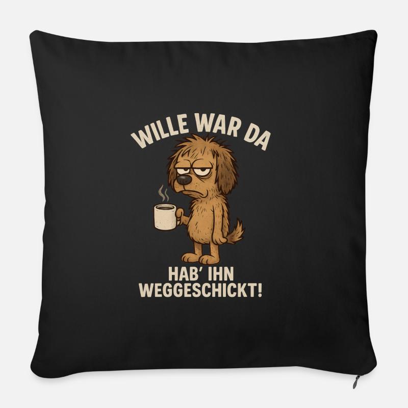 Der wille war da Kaffee Montag - Sofakissenbezug 45 x 45 cm - Schwarz