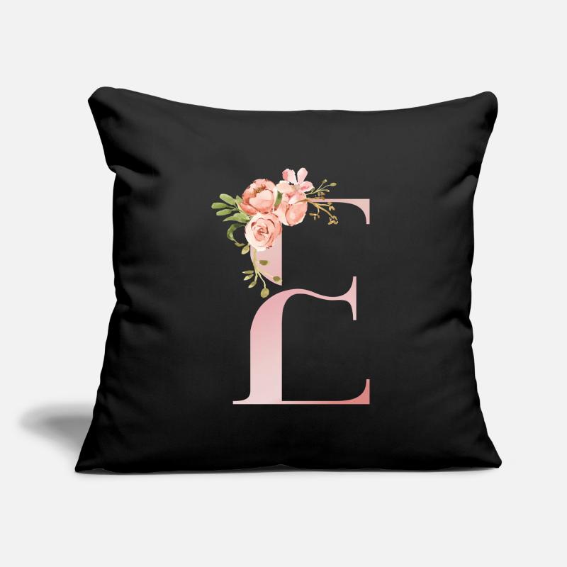 Monogramme floral pastel E Housse de coussin décorative 45 x 45 cm