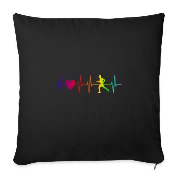 Pouls cardiofréquence coureur - Course - Joggeur - Housse de coussin décorative 45 x 45 cm - noir - Devant