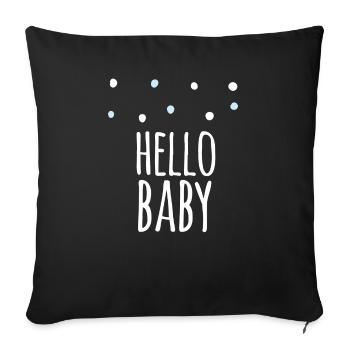 idée de cadeau naissance bébé enfant né naissance - Housse de coussin décorative 45 x 45 cm - noir - Devant