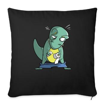 T-Rex mit Toilettenpapier - Problem - Sofakissenbezug 45 x 45 cm - Schwarz - Vorne