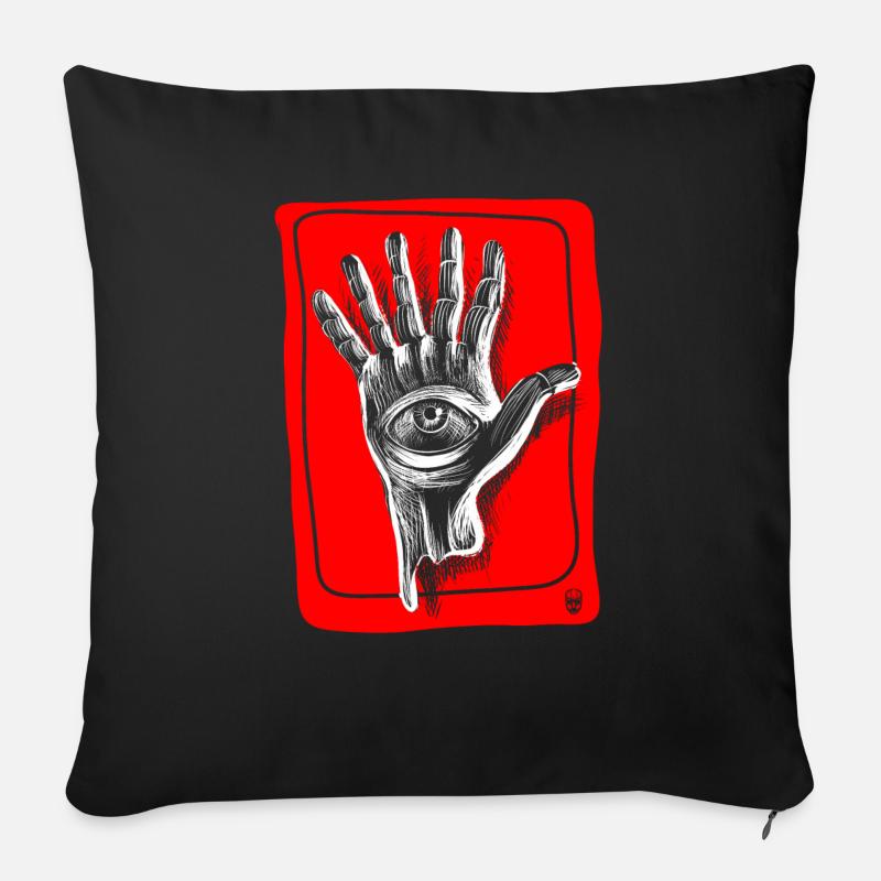 Hand six fingers - Sofa pillowcase 17,3'' x 17,3'' (45 x 45 cm) - black