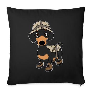 Dackel Wandern Abenteuer Natur Teckel Geschenke - Sofakissenbezug 45 x 45 cm - Schwarz - Vorne