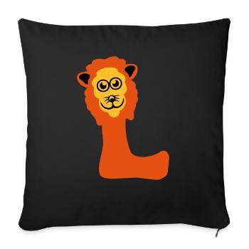lion letter l animals - Sofa pillowcase 17,3'' x 17,3'' (45 x 45 cm) - black - Front