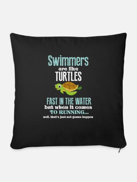Schwimmer sind wie Schildkröten - Sofakissenbezug 45 x 45 cm - Schwarz