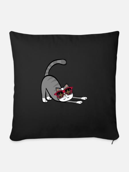 coole Katze - Sofakissenbezug 45 x 45 cm - Schwarz