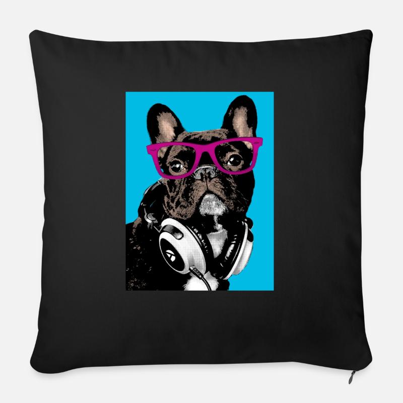 Pop Art Bulldog - Housse de coussin décorative 45 x 45 cm - noir