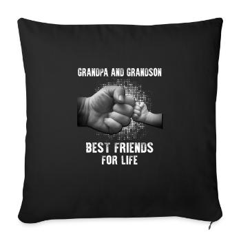 Grandpa And Grandson Best Friends For Life - Sofa pillowcase 17,3'' x 17,3'' (45 x 45 cm) - black - Front
