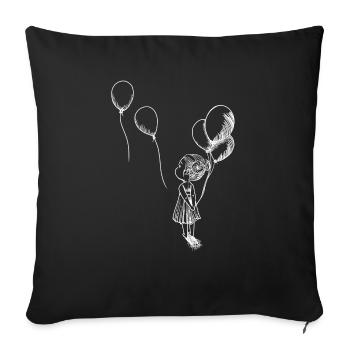 Fille avec des ballons sur blanc - Housse de coussin décorative 45 x 45 cm - noir - Devant
