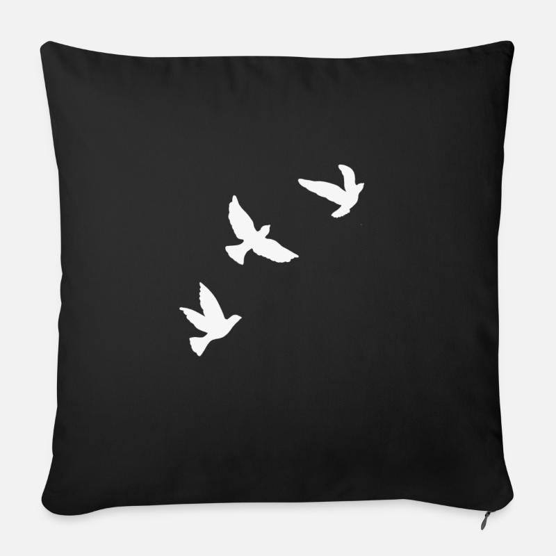 3 fliegende Vögel weiß - Sofakissenbezug 45 x 45 cm - Schwarz