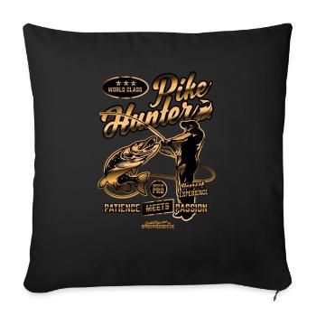 Angler Design "World Class Pike Hunter" - Sofakissenbezug 45 x 45 cm - Schwarz - Vorne