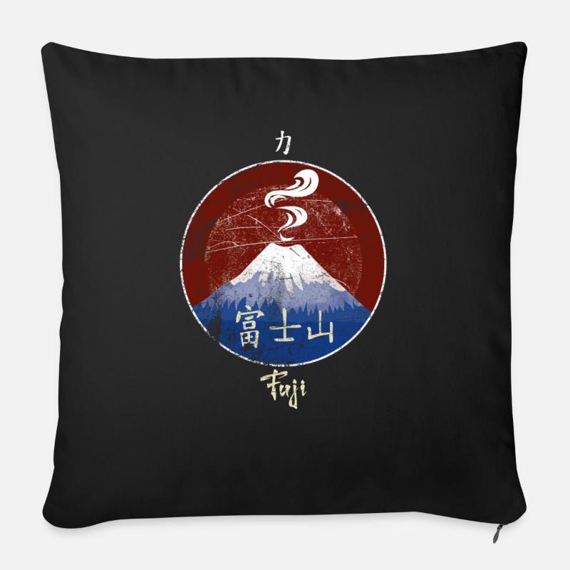 Mont Fuji - Housse de coussin décorative 45 x 45 cm - noir