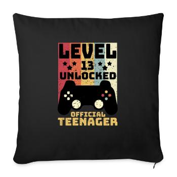 Level 13 Unlocked Official Teenager - Sofa pillowcase 17,3'' x 17,3'' (45 x 45 cm) - black - Front