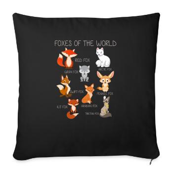 Renards du monde - Housse de coussin décorative 45 x 45 cm - noir - Devant