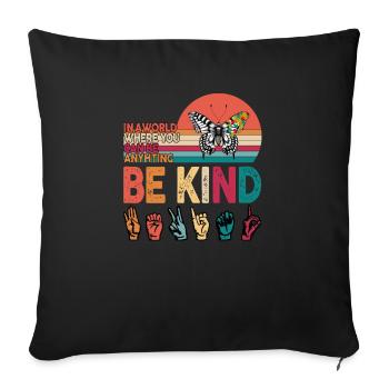 Sensibilisation à l'autisme, soyez gentil - Housse de coussin décorative 45 x 45 cm - noir - Devant