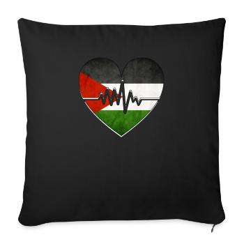 Palestine Flag Heartbeat - Sofa pillowcase 17,3'' x 17,3'' (45 x 45 cm) - black - Front