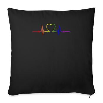 Lgbt Pride Heartbeat - Sofa pillowcase 17,3'' x 17,3'' (45 x 45 cm) - black - Front