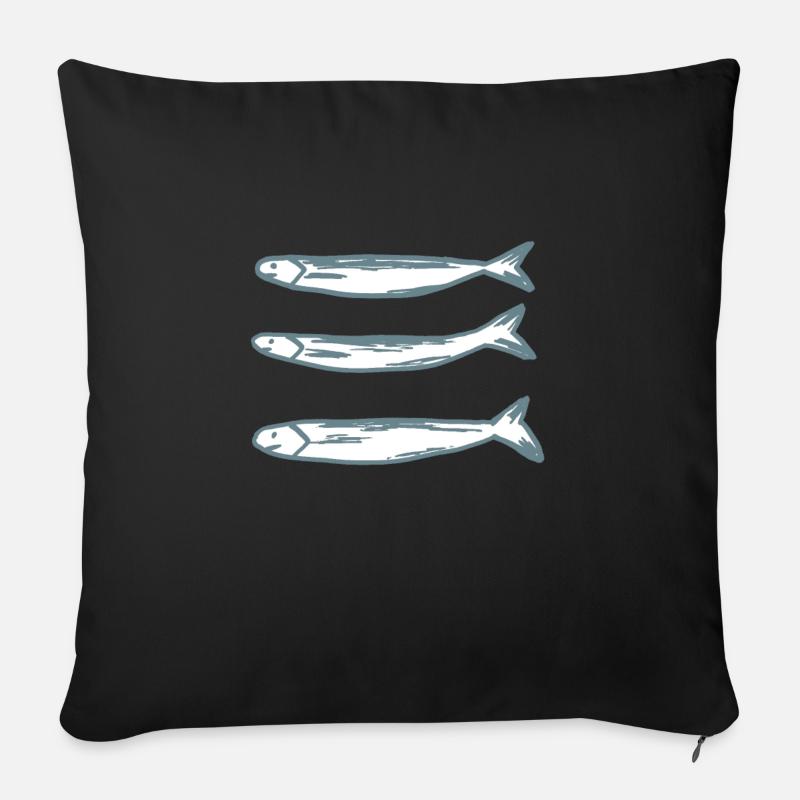 Sprotten 4,Fische,angeln,Design,Geschenk,cool,chic - Sofakissenbezug 45 x 45 cm - Schwarz