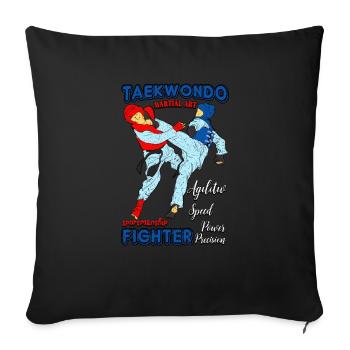 Art martial de taekwondo - Housse de coussin décorative 45 x 45 cm - noir - Devant