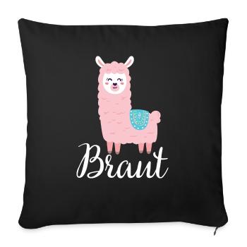 Braut Lama JGA Junggesellin Geschenk - Sofakissenbezug 45 x 45 cm - Schwarz - Vorne